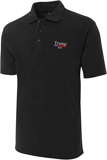 Discover Trump 2024 American Flag Embroidered Polo Shirt