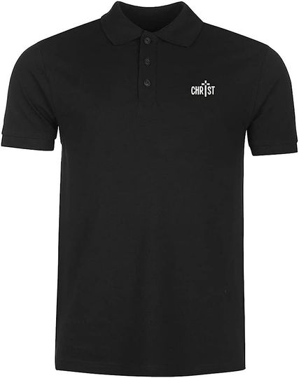 Discover Polo Shirts for Men Christ Cross Jesus Embroidered Short Sleeve Mens Polo Shirts