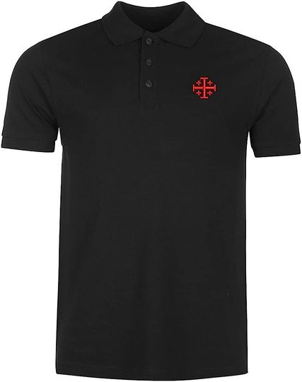 Discover Polo Shirts for Men Jerusalem Cross Embroidered Short Sleeve Mens Polo Shirts