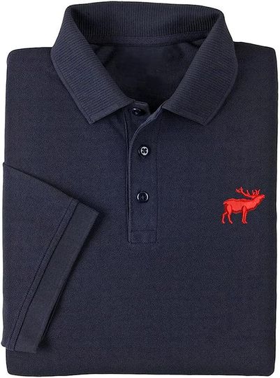Discover Mens Polo Shirts Short Sleeve Solid Elk Embroidered Casual Polo Shirts