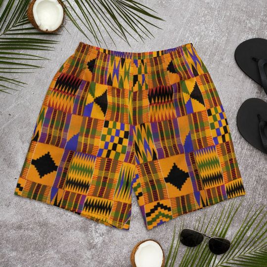 Discover Kente African Print Men's Athletic Swim Shorts