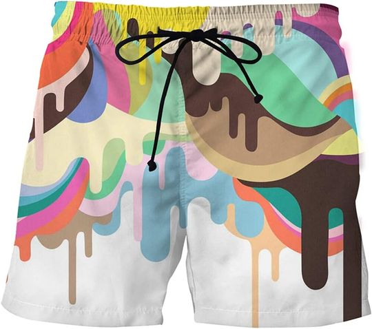 Discover Mens Running Shorts Summer Fashion 3D Printing Mens Swim Shorts