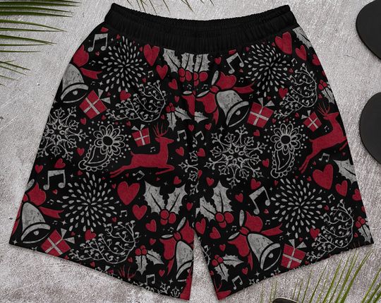 Discover Mens Athletic Shorts - Christmas #12 - Reindeer Snowflakes