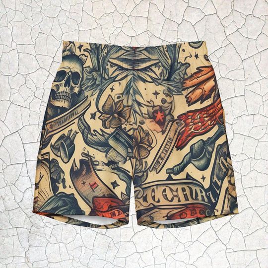Discover American Traditional Style Tattoo Beach Short