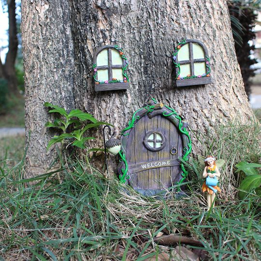 Discover Giliger Fairy House Door and Window for Trees Sculpture Garden Yard
