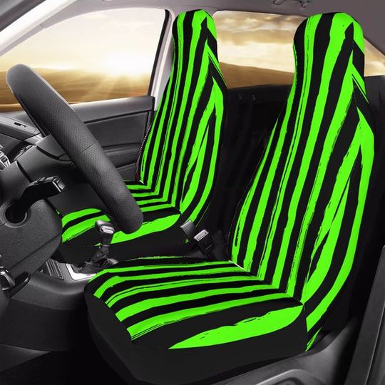 Discover Black And Lime Stripes Car Seat Covers, Beetlejuice Car Seat Cover