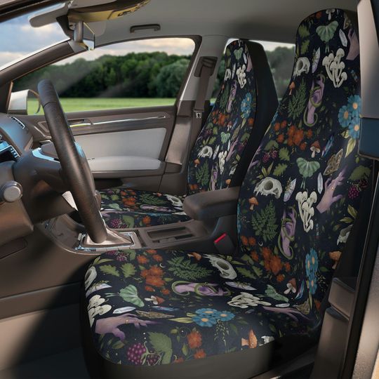 Discover Mushroom Forest Moth Skull Mystic Goblincore Car Seat Cover