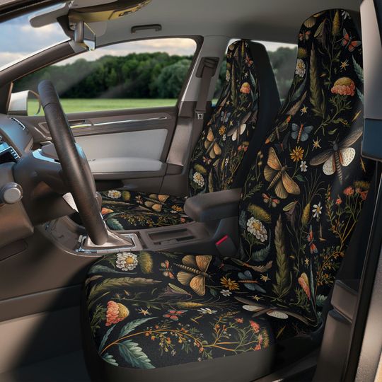 Discover Black Dark Academia Forest Car Seat Cover