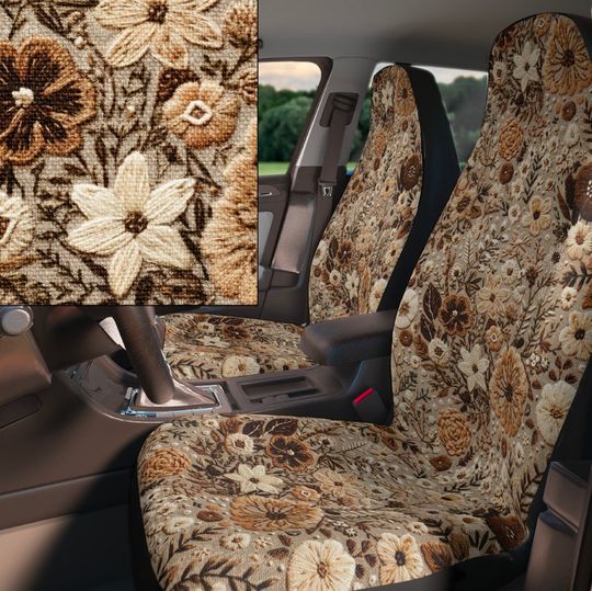 Discover Floral car seat covers for vehicle, cottagecore aesthetic, flower power cute car accessories