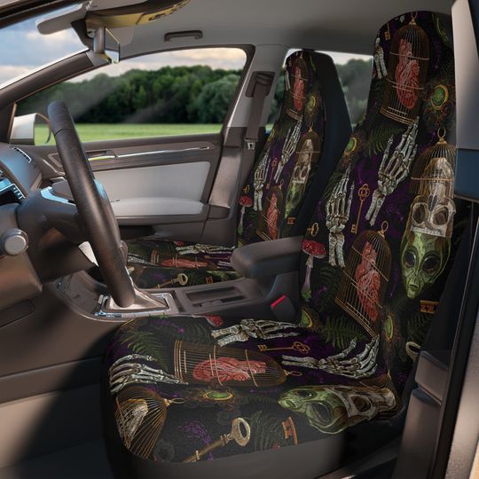 Discover car accessories Car Seat Covers Alien head skull