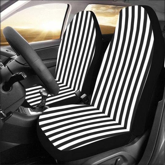 Discover Black White Striped Car Seat Covers