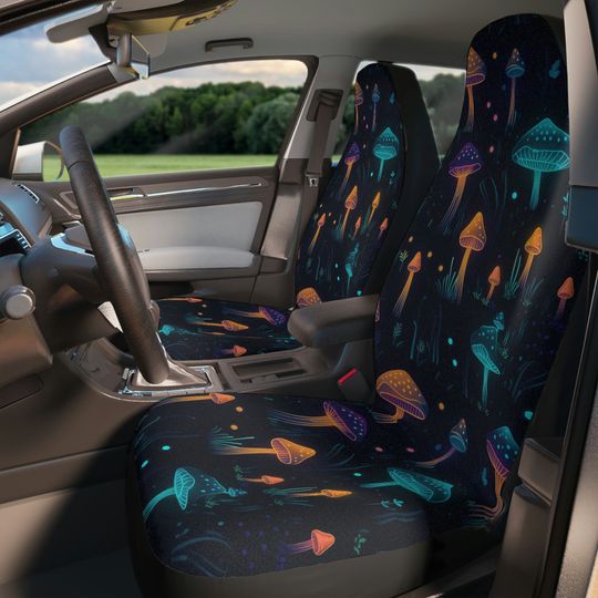 Discover Enchanted Glowing Mushroom Car Seat Covers - Magical Forest Whimsy