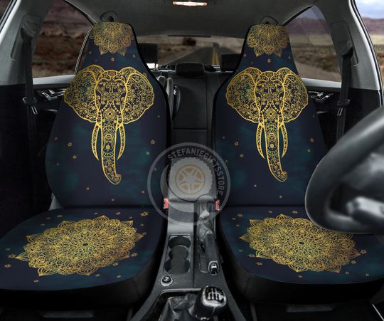Discover Golden Elephant Mandala Seat Covers, Elephant Seat Cover