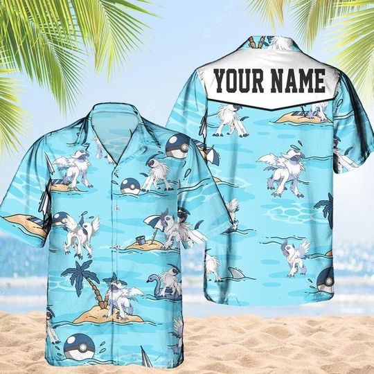 Discover Custom PKM Absol Hawaiian Pattern Hawaii Shirt, Aloha Anime Absol Button Up Shirt