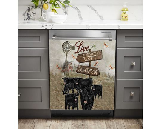 Discover Live Like Someone Left The Gate Open, Dishwasher Magnet, Cow Farm lovers
