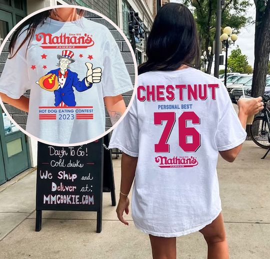 Discover Nathan's Famous Hot Dog Eating Contest Tee, Joey Chestnut 2023 Shirt