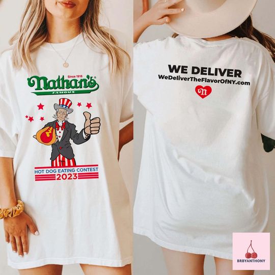 Discover Nathans Hot Dog Eating Contest 2023 Double Sides Unisex Shirt, Fourth Of July 4 Independence