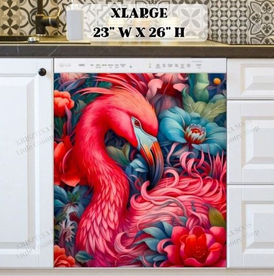 Discover Kitchen Dishwasher  Cover - Birds of Paradise - Pink Flamingo