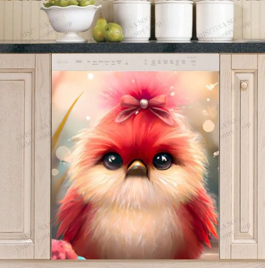 Discover Kitchen Dishwasher Cover - Fluffy Little Cardinal
