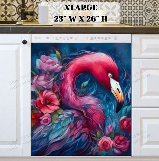 Discover Kitchen Dishwasher  Cover - Beautiful Pink Flamingo