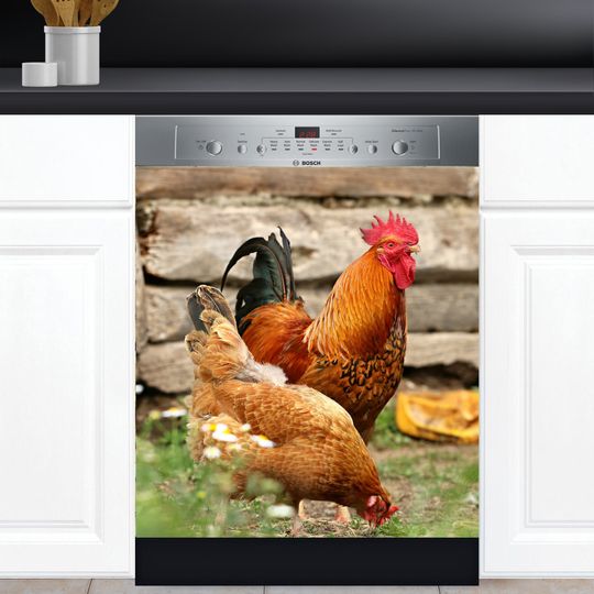 Discover Dishwasher Cover Choose Or Vinyl Decal Sticker, Roosters