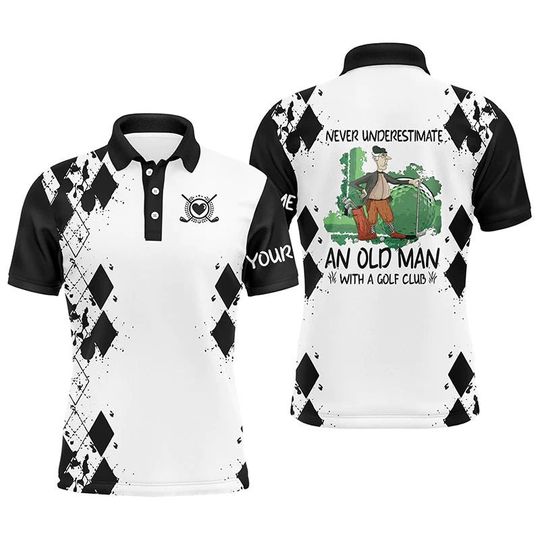 Discover Custom Name Never Underestimate An Old Man With A Golf Polo Shirt
