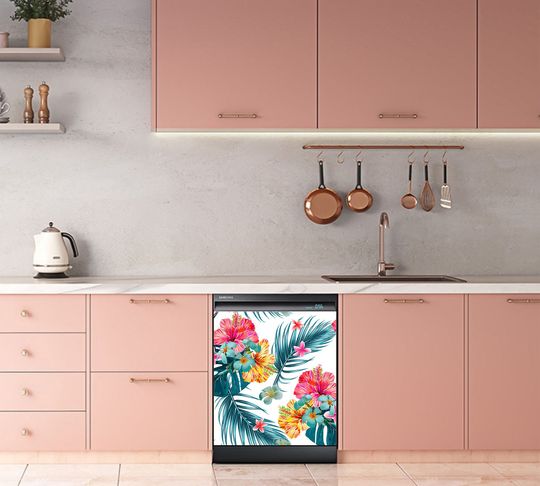 Discover Tropical Flowers Dishwasher Cover Paradise Dishwasher