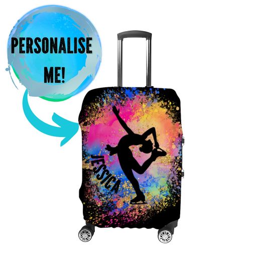 Discover Personalized Girls Ice Skating Cover For Luggage,   Custom Suitcase Protector Cover for Ice Skater Girl