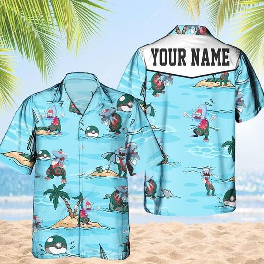 Discover Custom PKM Dracovish Hawaiian Pattern Hawaii Shirt, Aloha Anime Dracovish Button Up Shirt