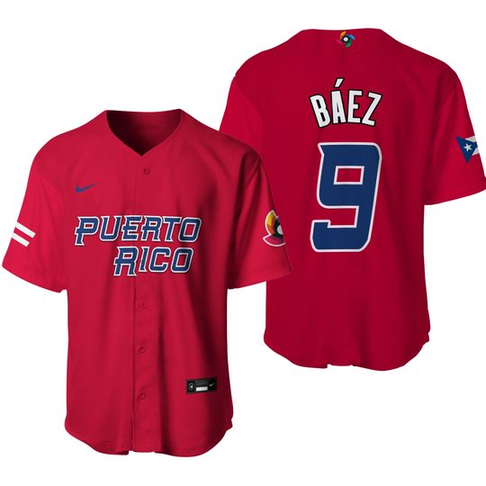 Discover Javier Baez #9 - Puerto Rico - World Baseball Jersey - Red