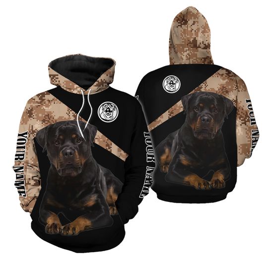 Discover Personalized Name  Rottweiler Dog 3D All Over Print Pullover Hoodie