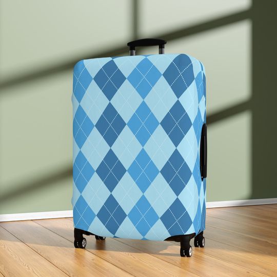 Discover Blue Plaid Luggage Cover -