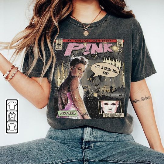 Discover P!nk Comic Shirt, P!nk Trustfall World Tour Album Graphic Tee