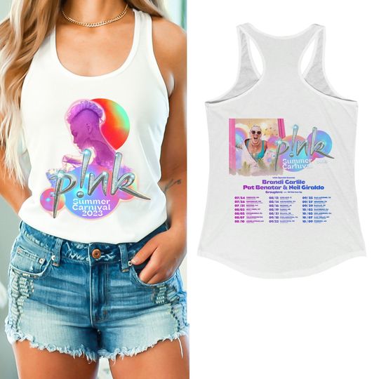 Discover Pink Summer Carnival 2023 Racerback Tank Top, Summer Carnival P!nk Summercarn Pink Tour 2023,