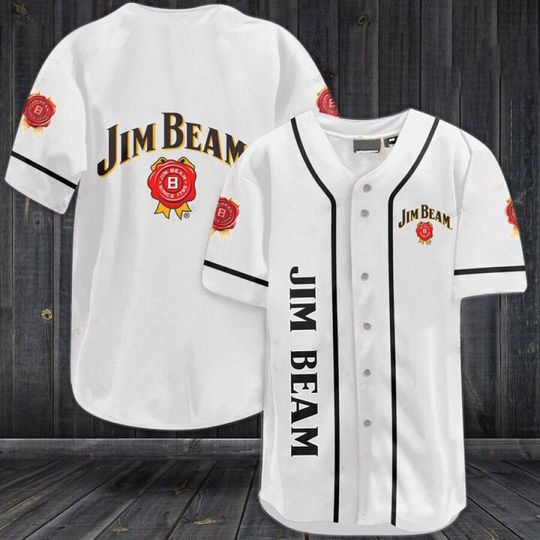 Discover White Jim Beam Baseball Jersey, Jim Beam Whiskey Baseball Shirt
