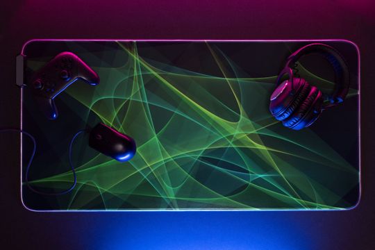 Discover Green LED Mousepad, RGB Gaming Mouse Pad, LED Light Gaming Desk Mat