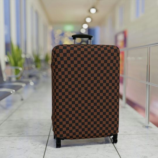 Discover Black Brown Checkered Luggage Cover