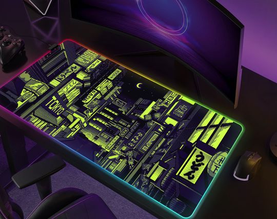 Discover Cyberpunk gaming Desk Mat RGB