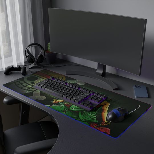 Discover LED RGB mousepad, Anime deskmat, Gaming mousepad, Roronoa Zoro, King of Hell