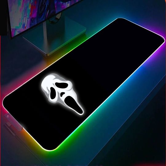 Discover Ghost Face LED RGB Lights Gaming Mouse Pad, Scream Gaming Desk Pad