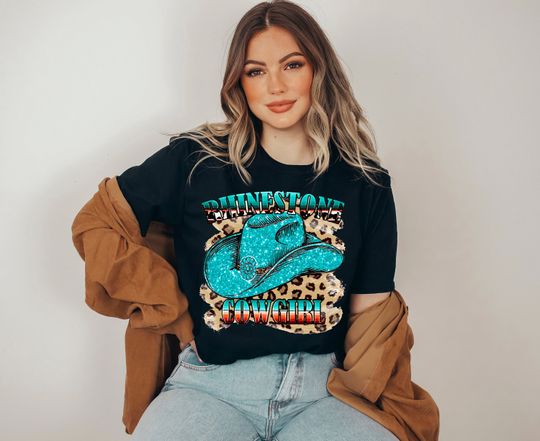 Discover Rhinestone Cowgirl shirt, Western Graphic Tee, Western boots, Chapeau western, Country girl shirt