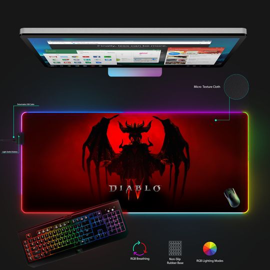 Discover Diablo 4 Mousepad, Diablo 4 Mouse Mat, Anime Mousepad