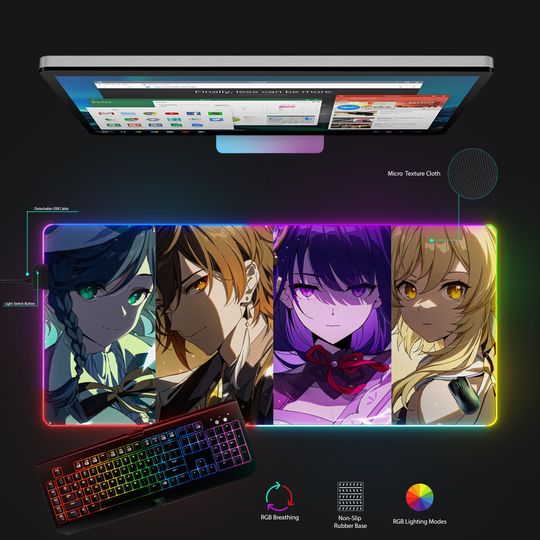 Discover Genshin Impact Zhongli Mousepad, RGB Gaming Accessories
