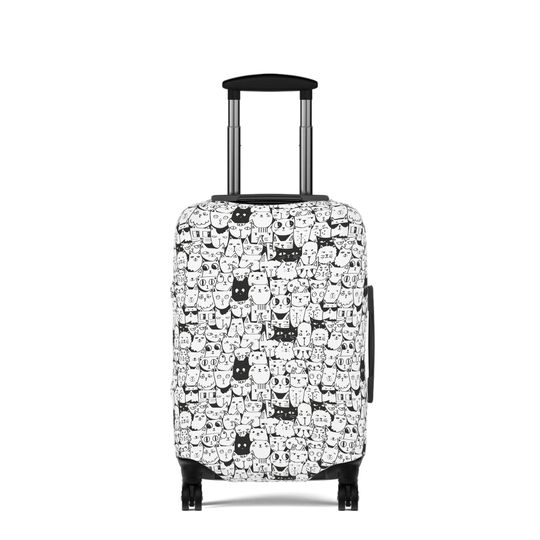 Discover Black and White Cute Cats Luggage Cover
