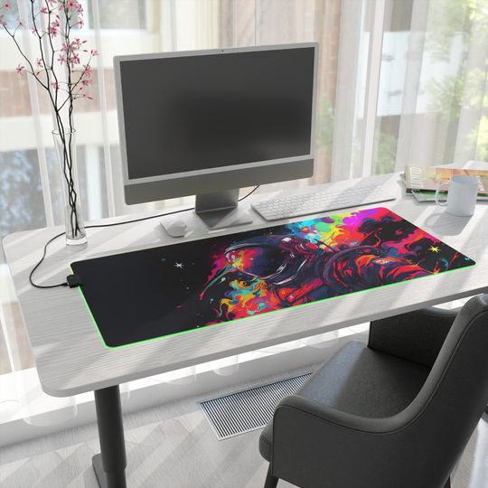 Discover RGB Dark Astronaut LED Desk Mat: XXL Play Mat