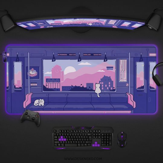 Discover Kawaii Desk Mat, Cute Deskmat RGB, LED Mousepad