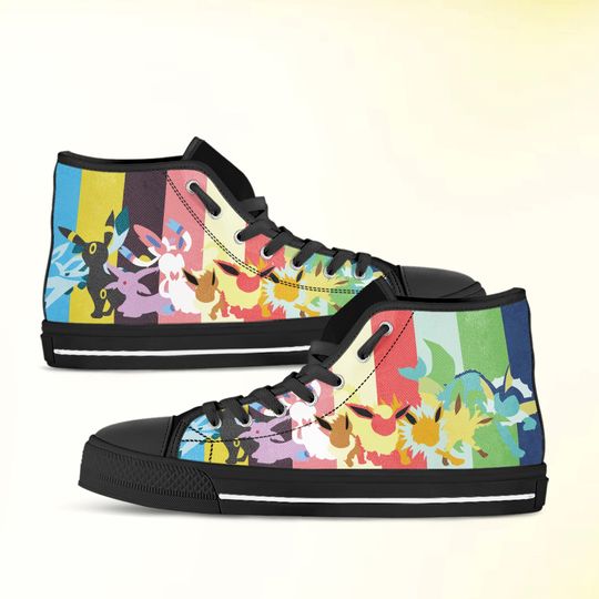 Discover PKM shoes, Eevee high top sneakers. Vaporeon, Jolteon, Flareon, Espeon, Umbreon