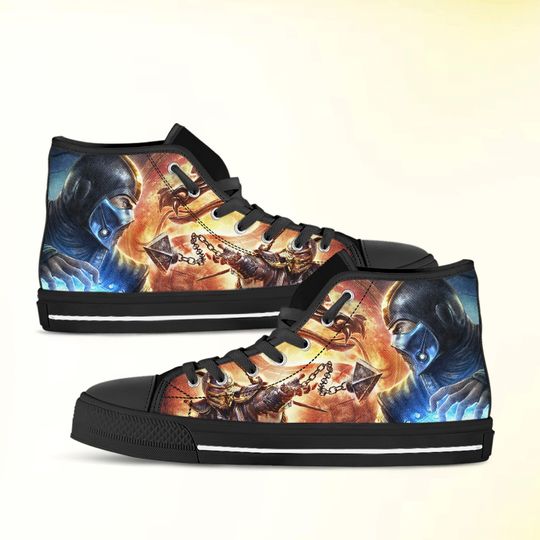 Discover Mortal Kombat shoes, Sub Zero, Scorpion high top sneakers. Birthday gift