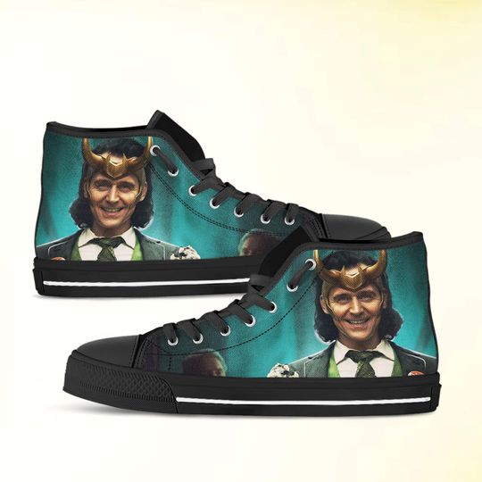 Discover Loki shoes, high top sneakers, Birthday gift