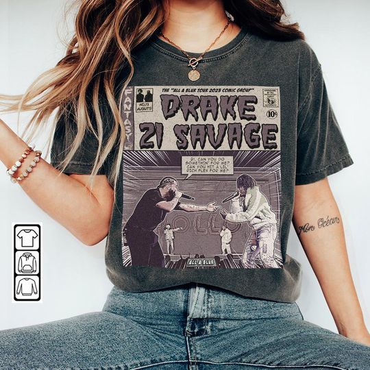 Discover Drake 21 Comic Shirt, Vintage Savage All A Blur World Tour Concert Ticket 2023